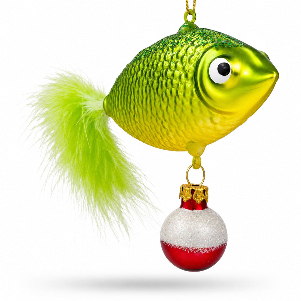 Gone Fishing Glass Christmas Ornament