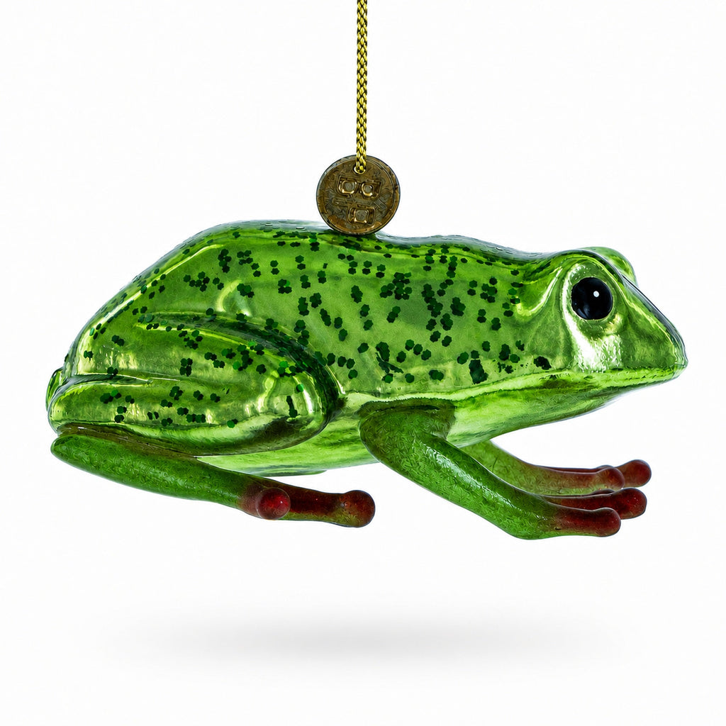 Green Frog Glass Christmas Ornament