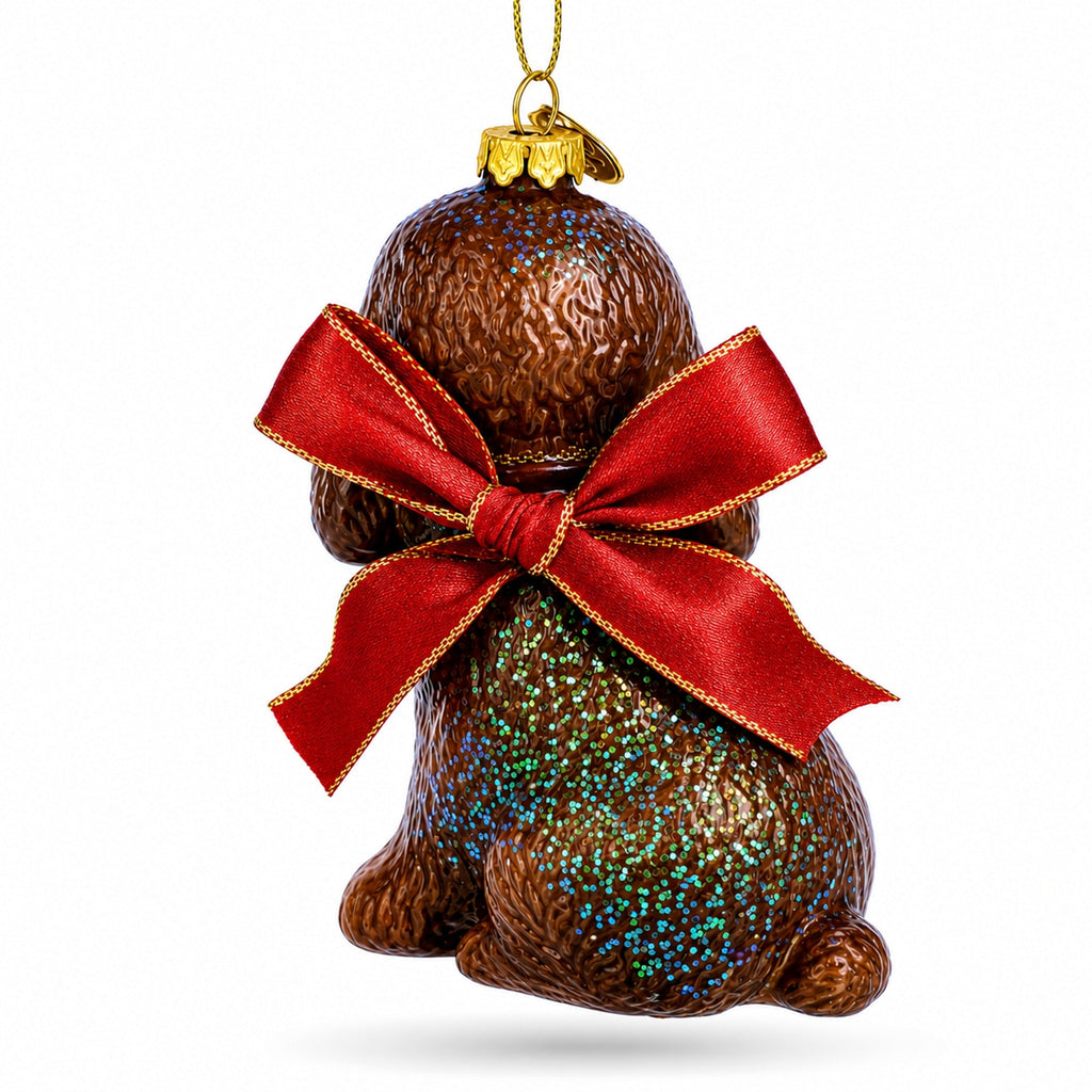 Glittery Spaniel Dog Glass Christmas Ornament