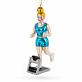 Treadmill Runner Fitness Girl Glass Christmas Ornament
