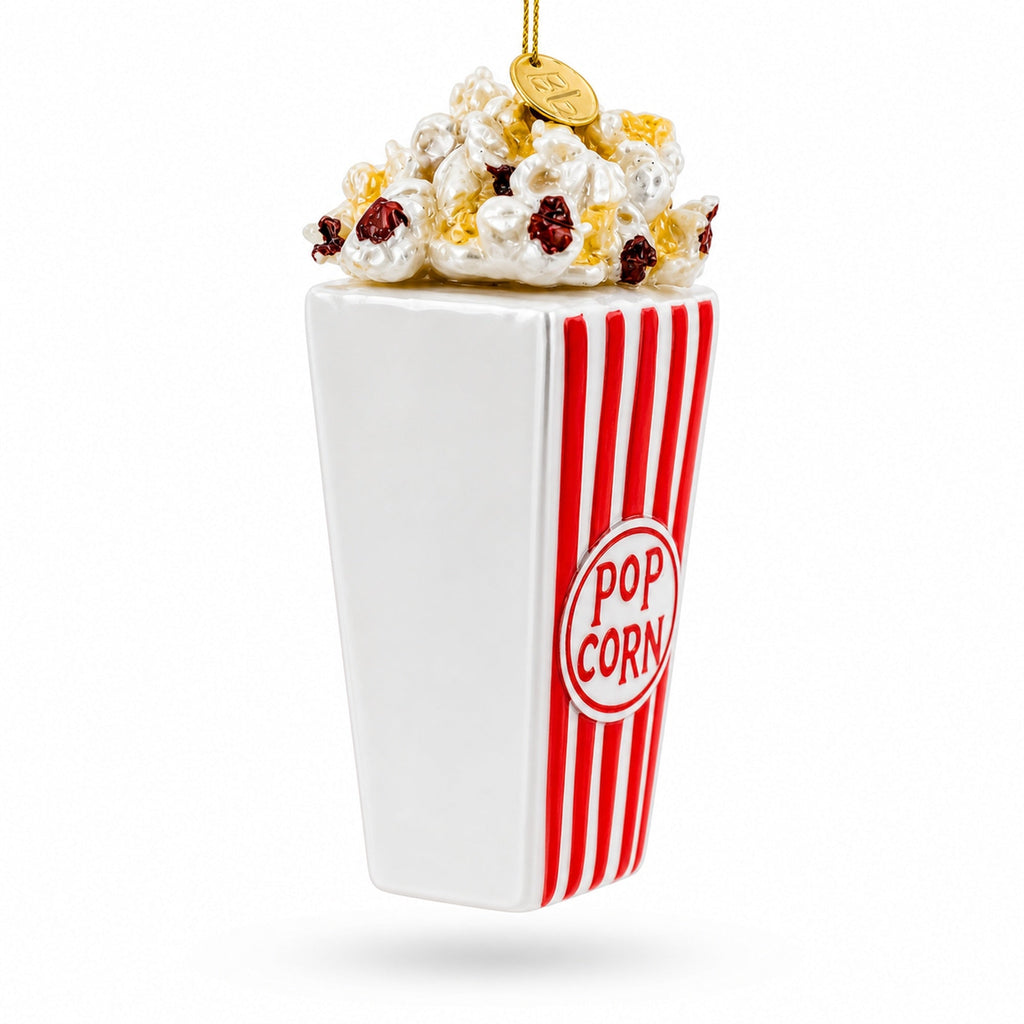 Popcorn Bucket Glass Christmas Ornament