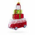 Hippie's Retro Bus Glass Christmas Ornament