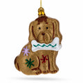 Gingerbread Dog with Bone Glass Christmas Ornament