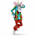 Groovy Disco Dancing Rat Glass Christmas Ornament