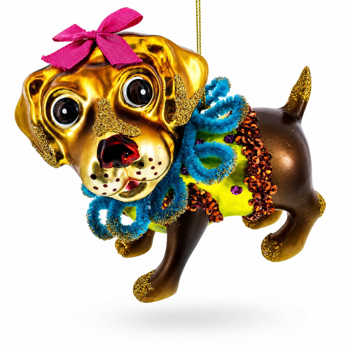Retriever Puppy Glass Christmas Ornament