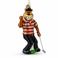Sporty Tiger Engaged in Golf Glass Christmas Ornament
