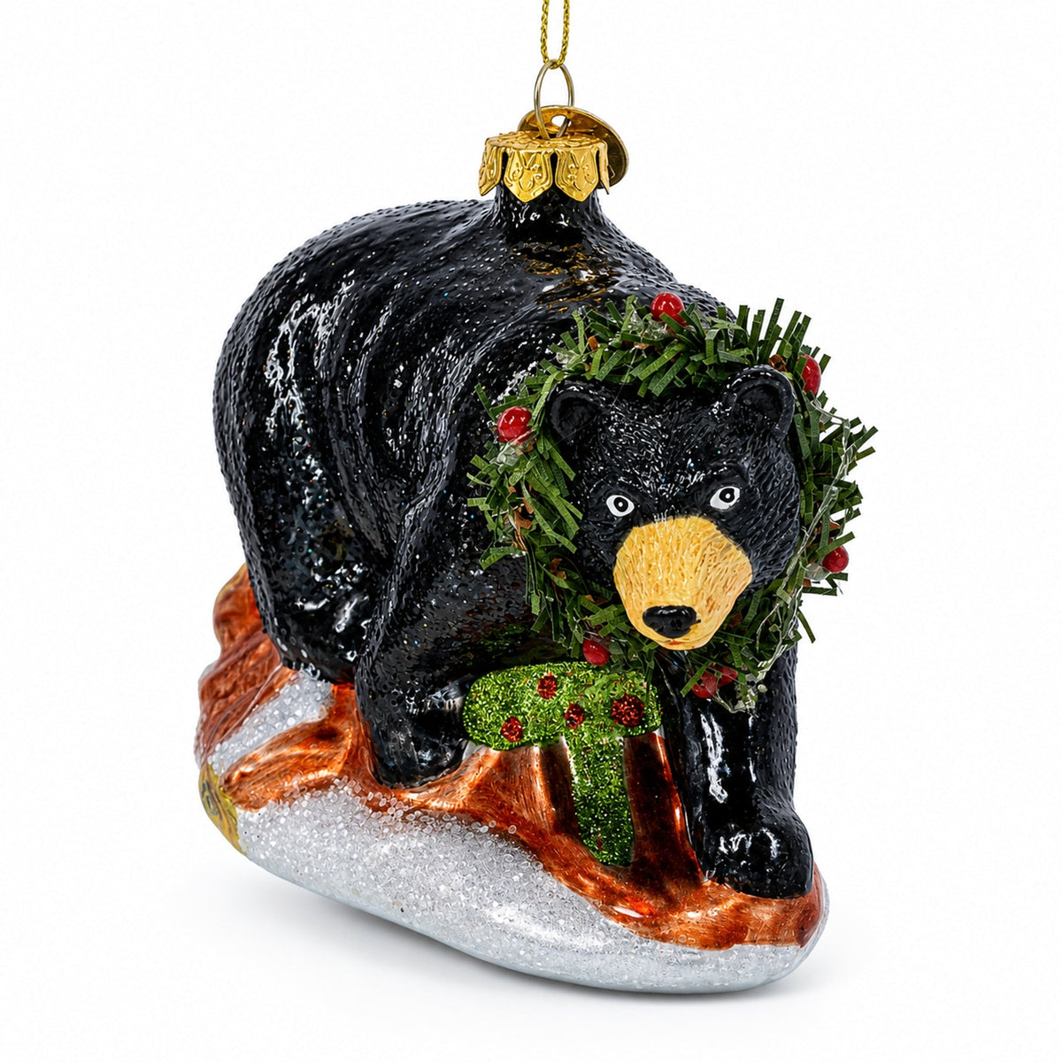 Black Bear Glass Christmas Ornament
