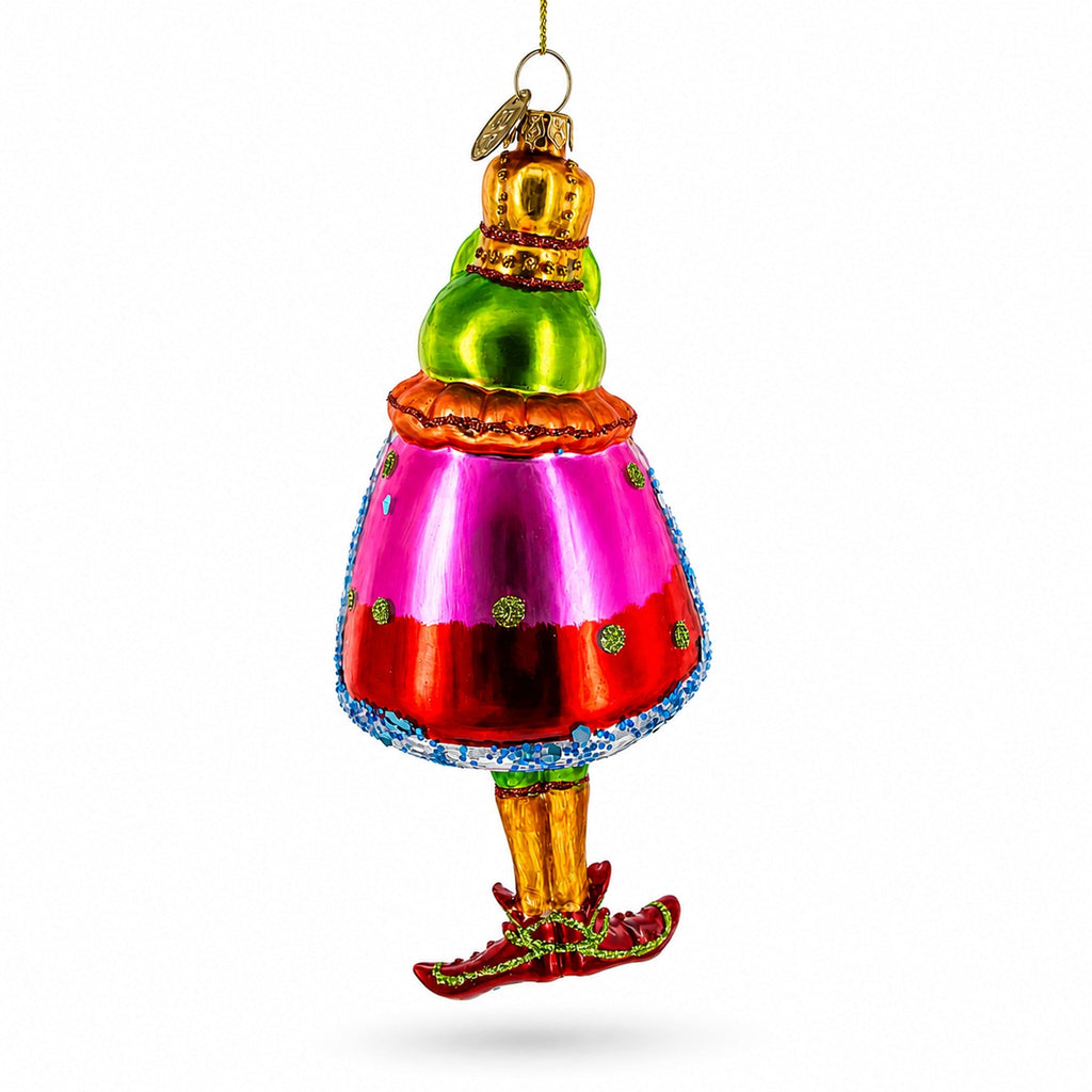 Frog King Donned in Robe Glass Christmas Ornament