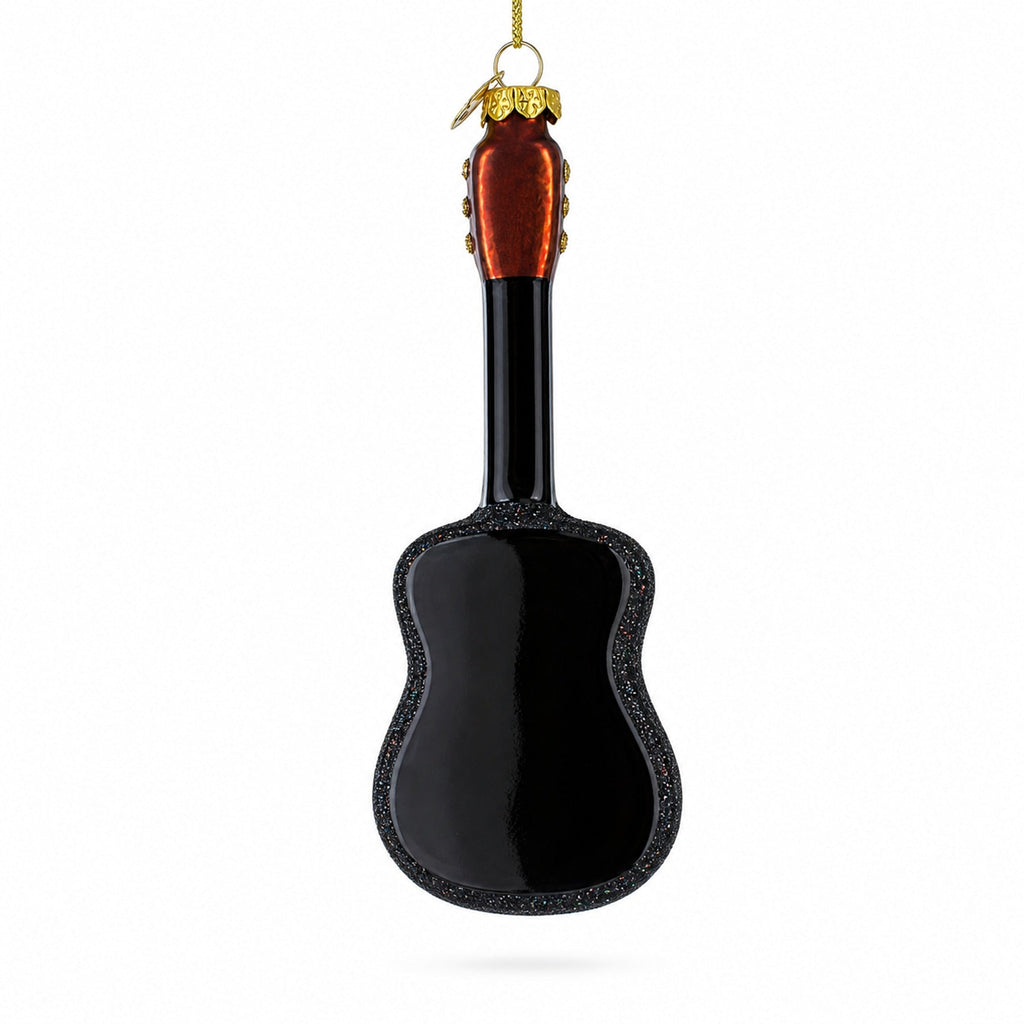 Rocking' Glittered Guitar Glass Christmas Ornament