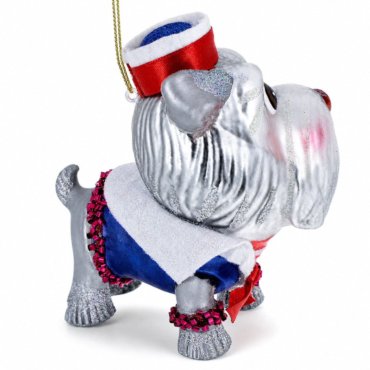 Dapper Schnauzer Sporting a Hat Glass Christmas Ornament