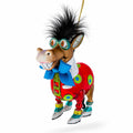 Debonair Donkey Glass Christmas Ornament