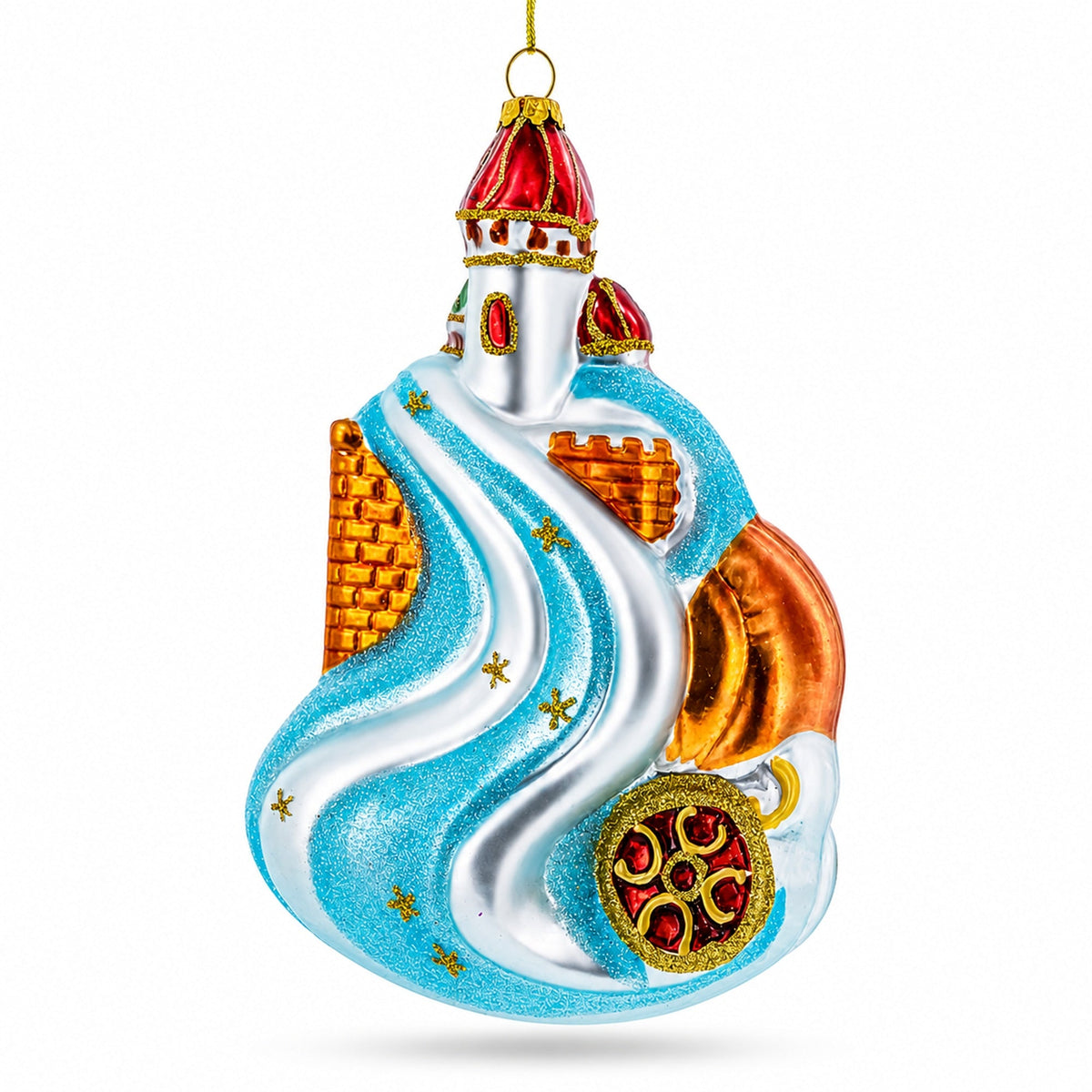 Enchanting Cinderella and Prince Glass Christmas Ornament