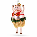 Pig Dancing in a Bra Glass Christmas Ornament
