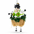 Cow in Grass Skirt and Floral Bikini Glass Christmas Ornament