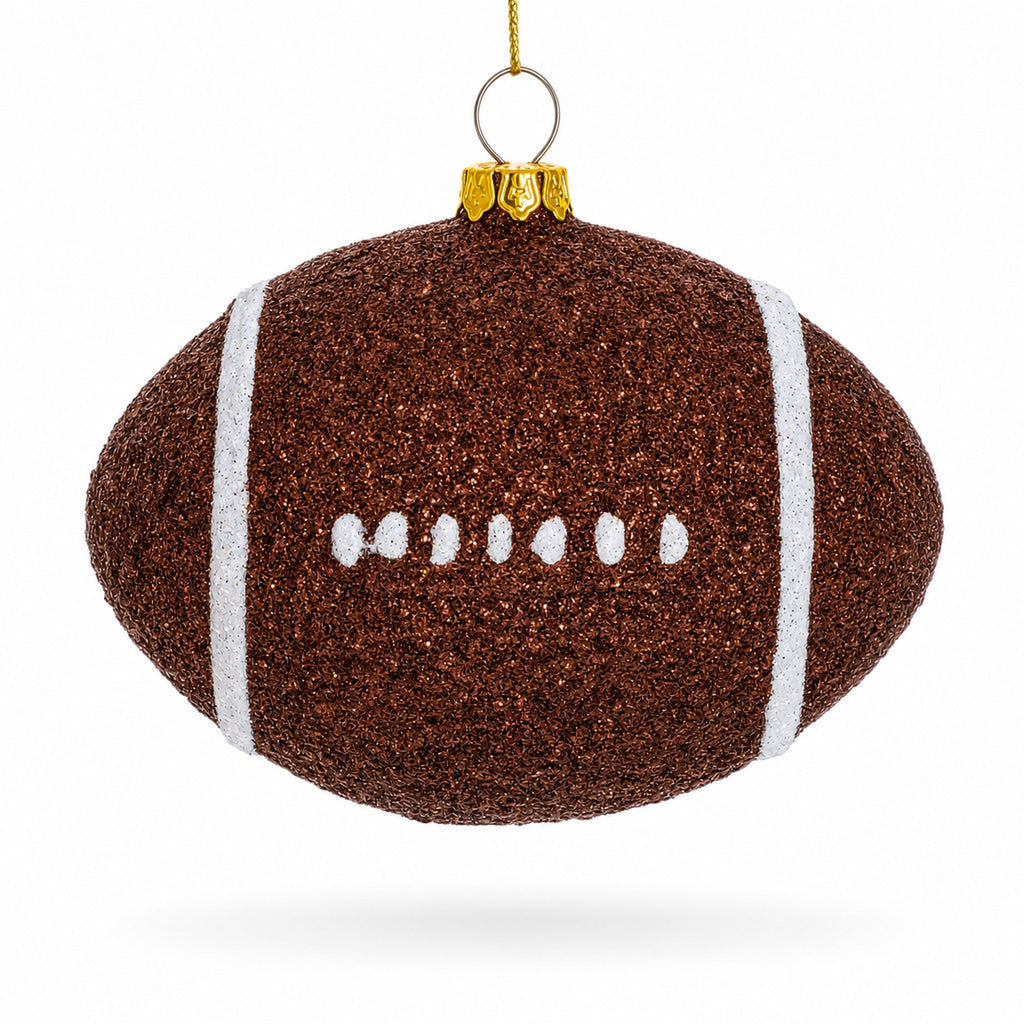 Shiny Football Glass Christmas Ornament
