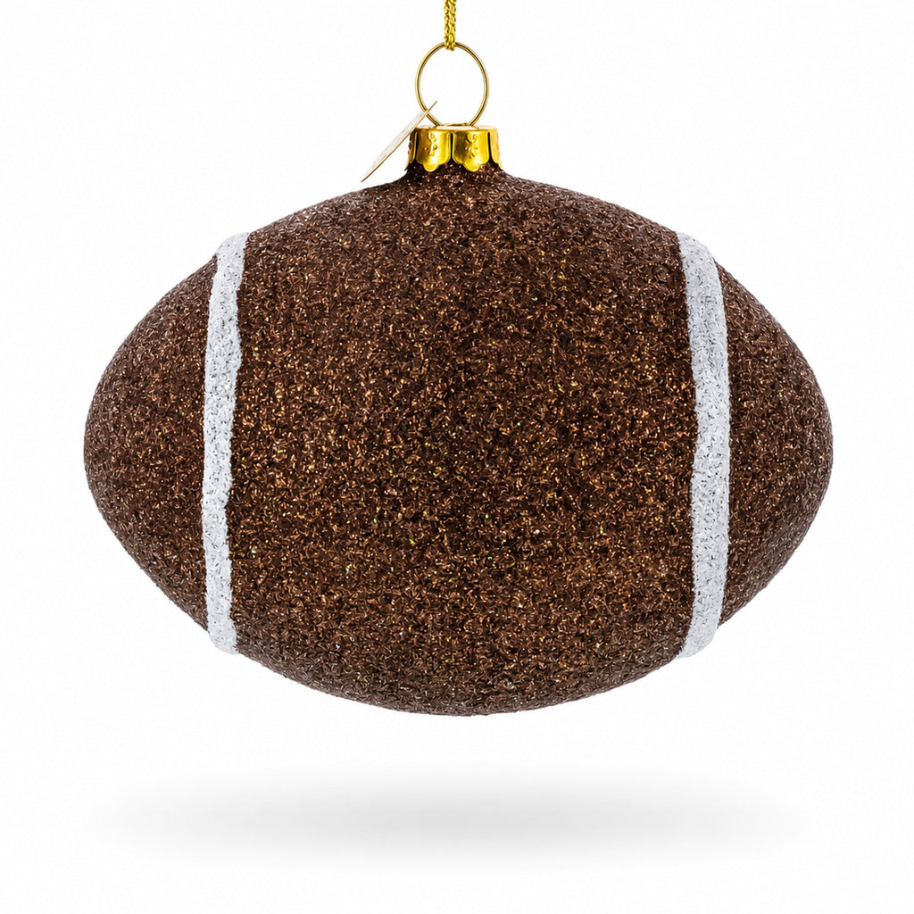Sparkly Football Glass Christmas Ornament