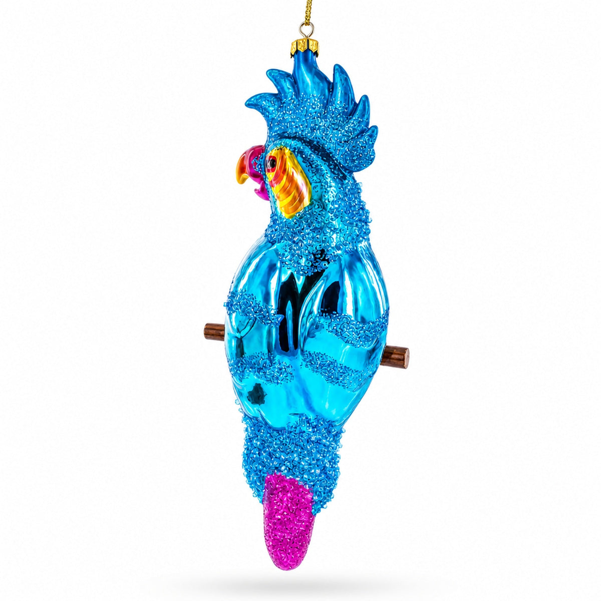 Parrot with Colorful Beads Glass Christmas Ornament