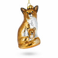 Mother and Baby Fox Glass Christmas Ornament