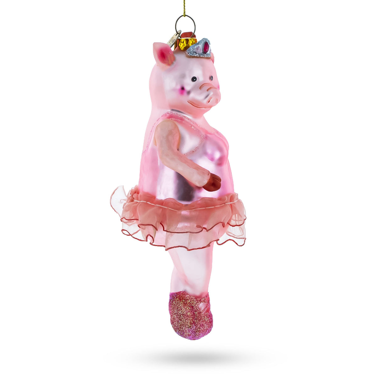 Ballerina Pig Glass Christmas Ornament