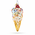 Sprinkled Ice Cream Cone Glass Christmas Ornament