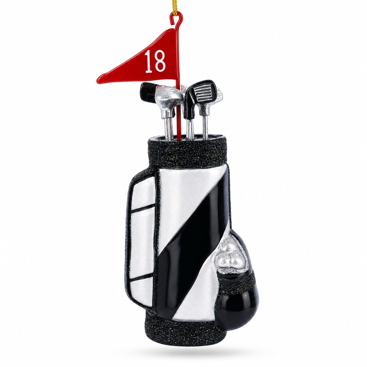 Golf Bag with Clubs Glass Christmas Ornament