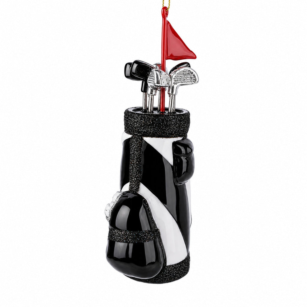 Golf Bag with Clubs Glass Christmas Ornament