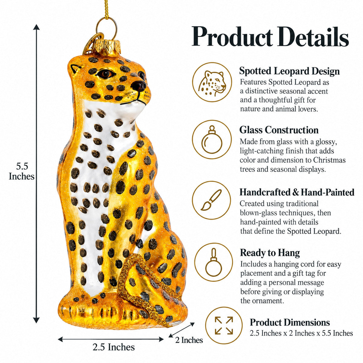 Spotted Leopard Glass Christmas Ornament