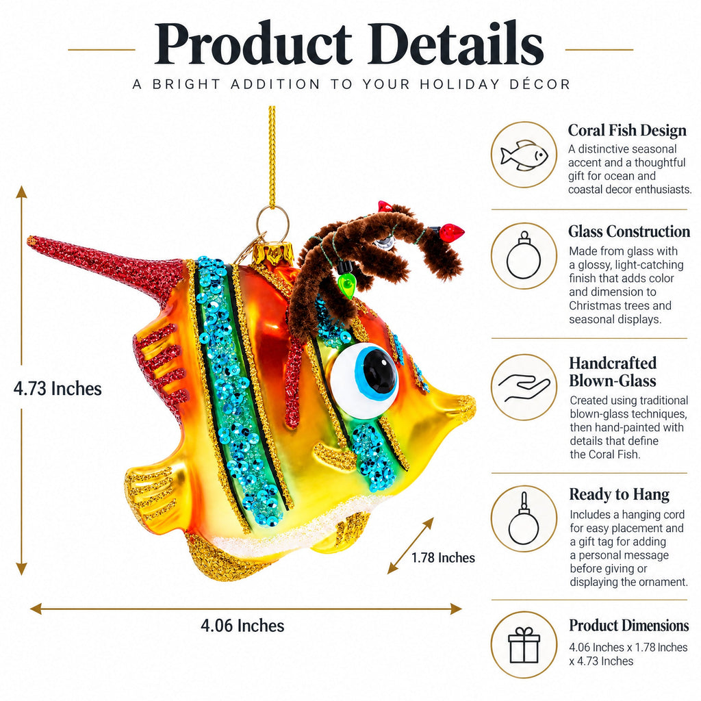 Coral Fish Glass Christmas Ornament