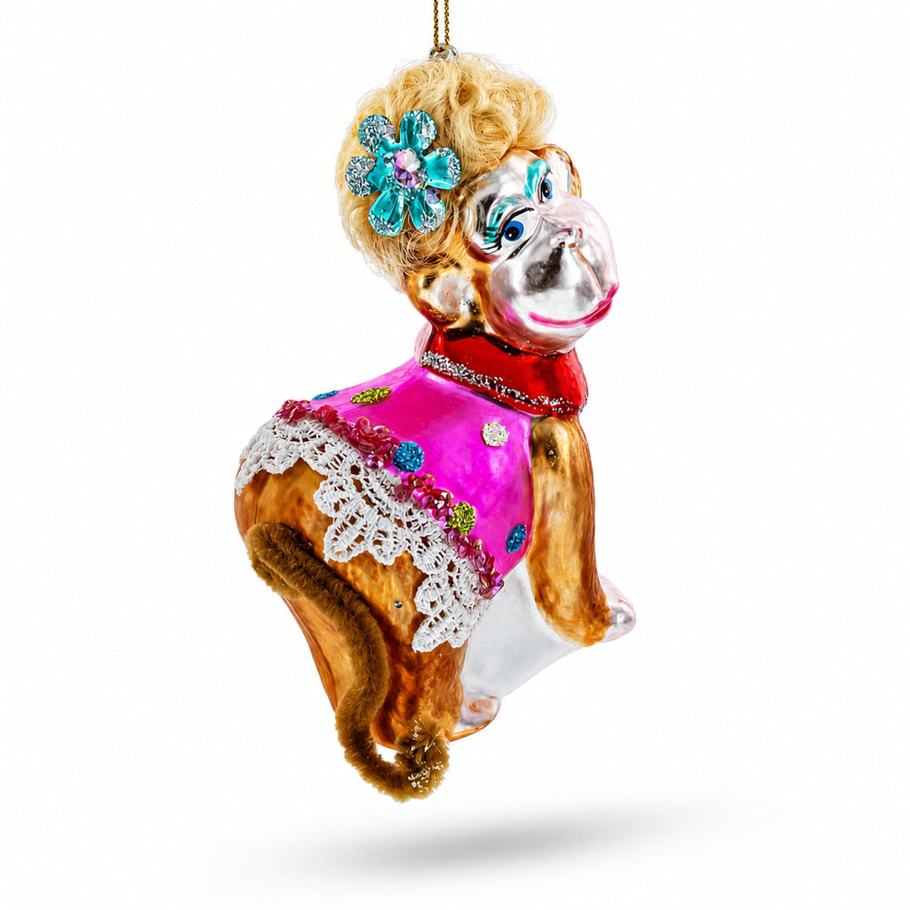 Monkey Glass Christmas Ornament