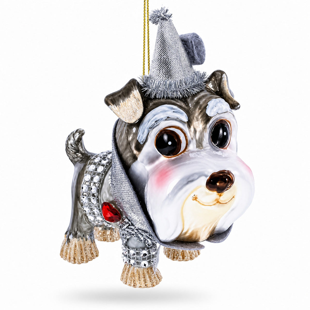 Schnauzer Glass Christmas Ornament