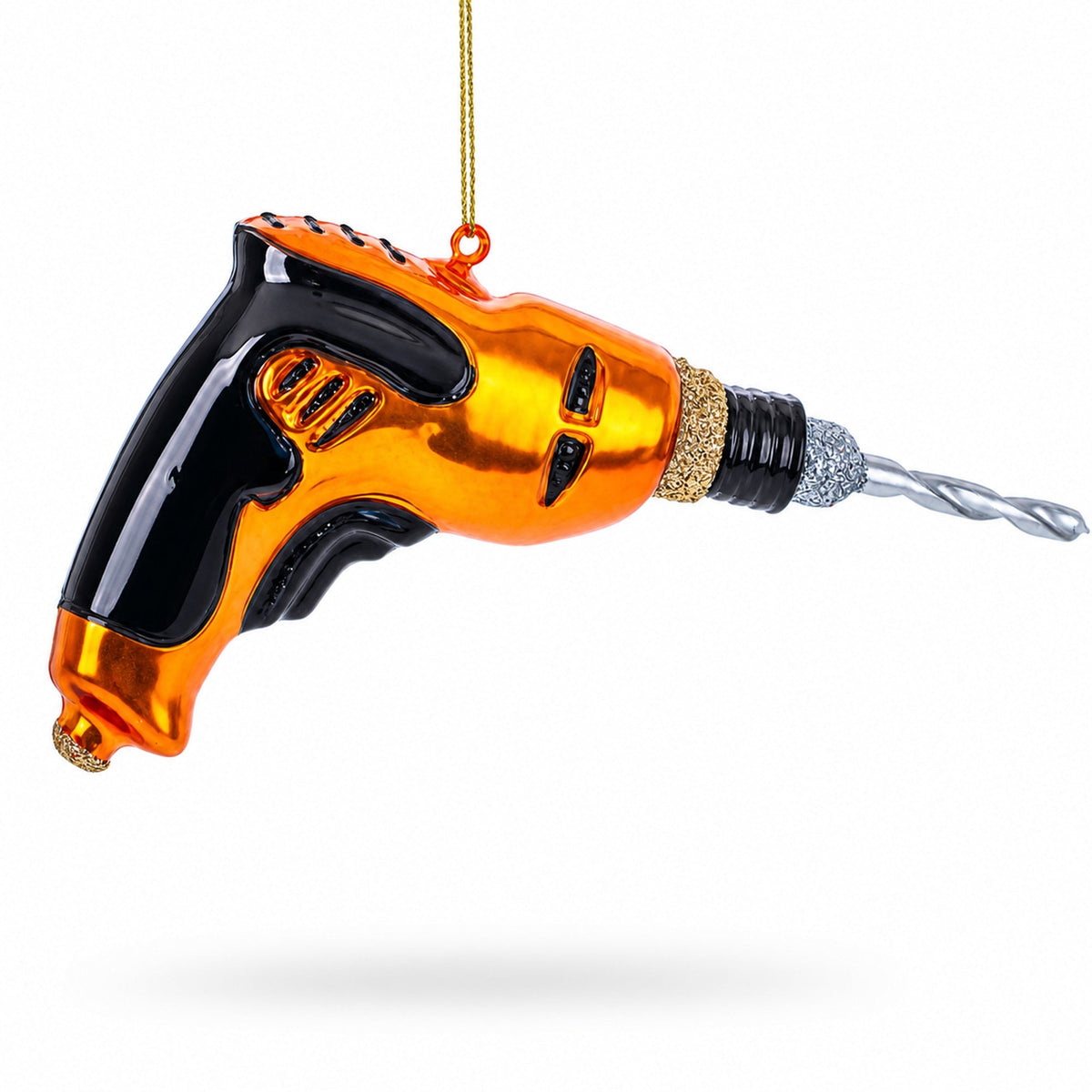 Power Drill Tool Glass Christmas Ornament
