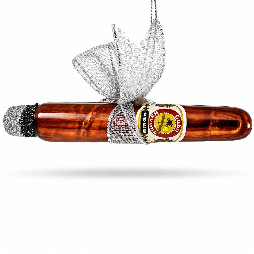 Premium Cigar with Box Glass Christmas Ornament