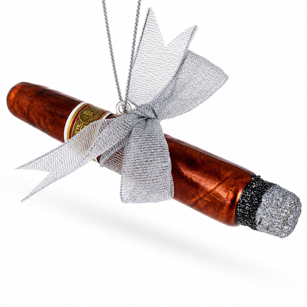 Premium Cigar with Box Glass Christmas Ornament