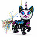 Black Cat on Halloween Glass Christmas Ornament