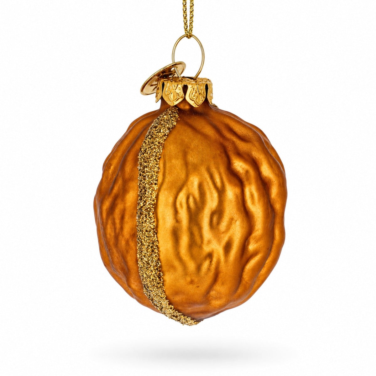 Glittered Walnut Glass Christmas Ornament
