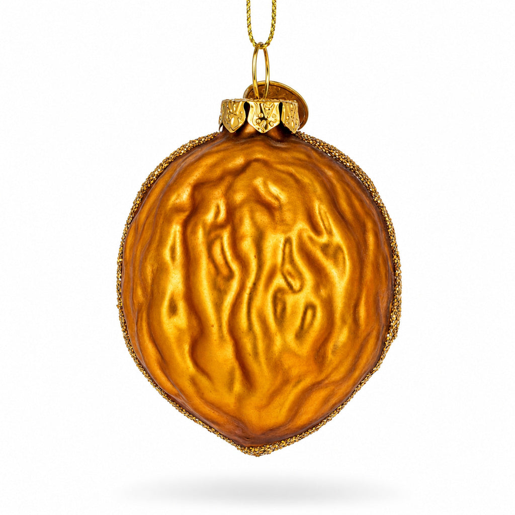 Glittered Walnut Glass Christmas Ornament