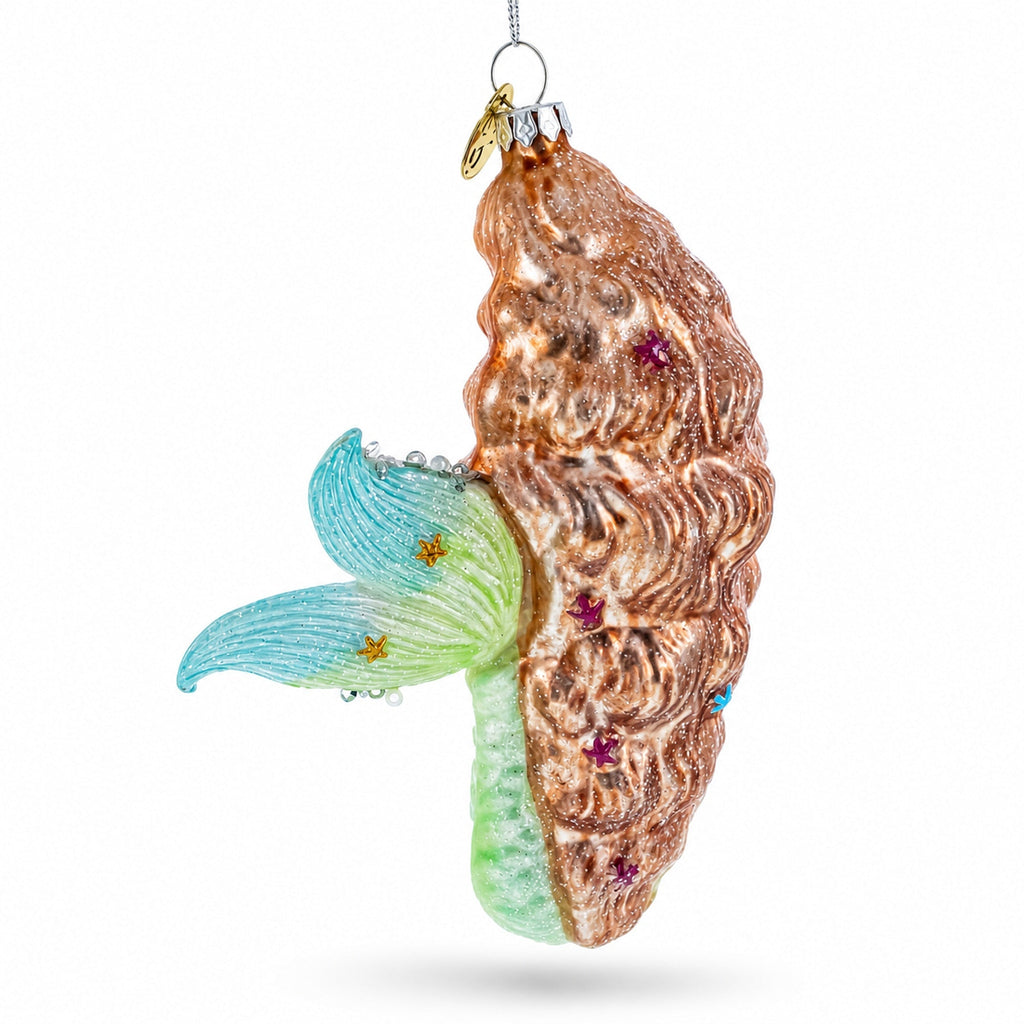Mermaid and Fish Glass Christmas Ornament