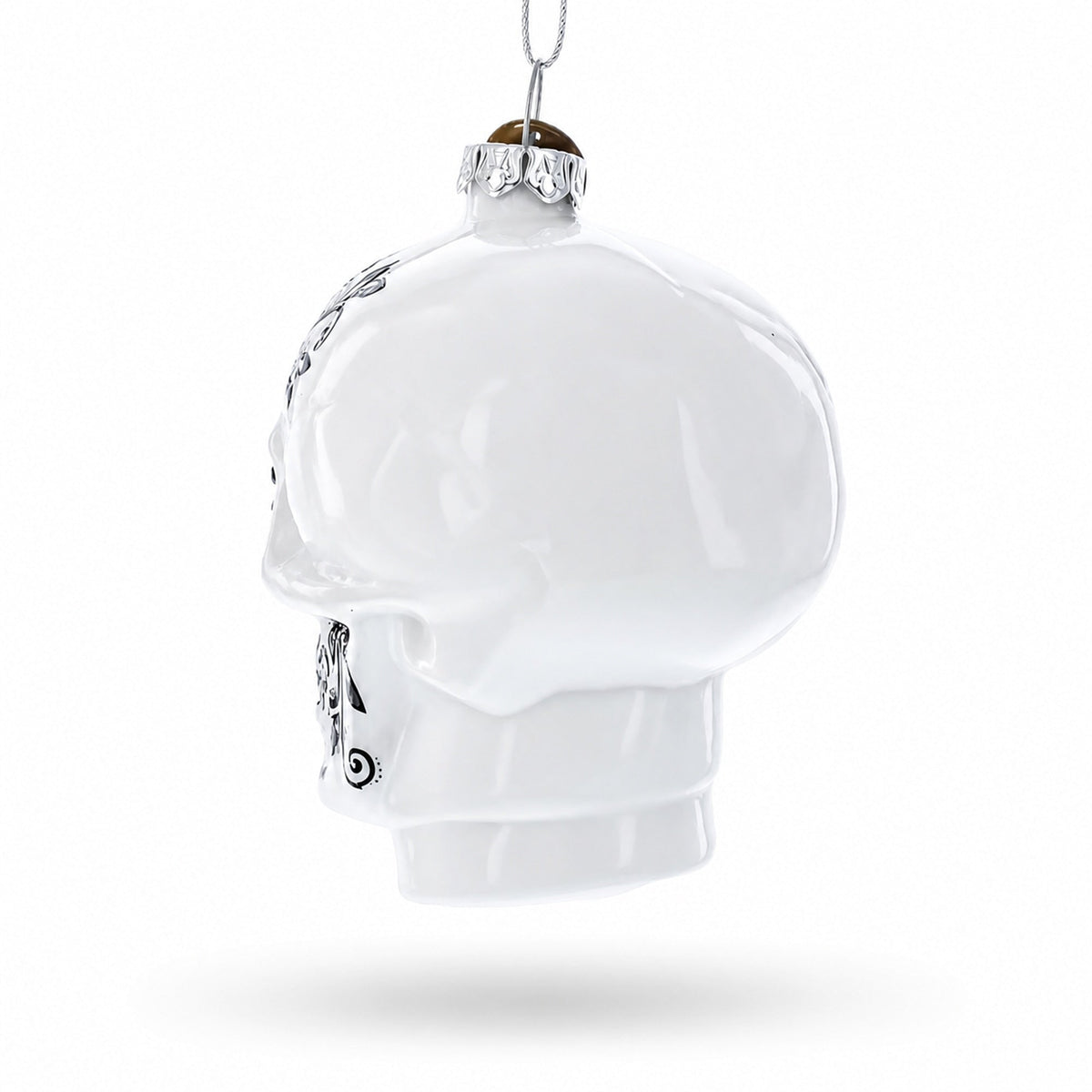 Day of the Dead Sugar Calavera Skull Glass Christmas Ornament
