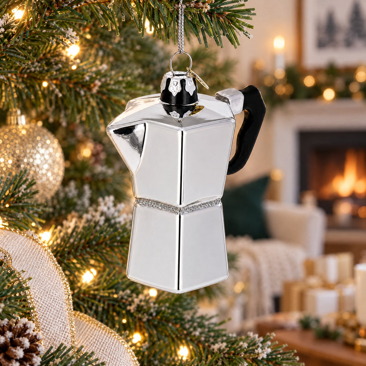 Espresso Maker Coffee Lover Glass Ornament Glass Christmas Ornament