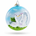 Loving Swans Couple Glass Christmas Ornament