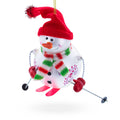 Snowman Skiing Glass Christmas Ornament