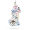 Woodland Santa with Forest Friends Glass Christmas Ornament