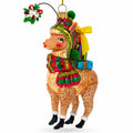 Lama Carrying Gifts Glass Christmas Ornament