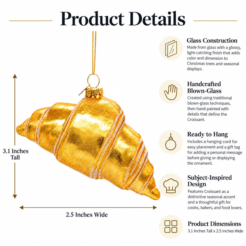 Croissant Glass Christmas Ornament