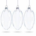 Set of 3 Oval Flat Discs Clear Glass Christmas Ornament, 5 Inches