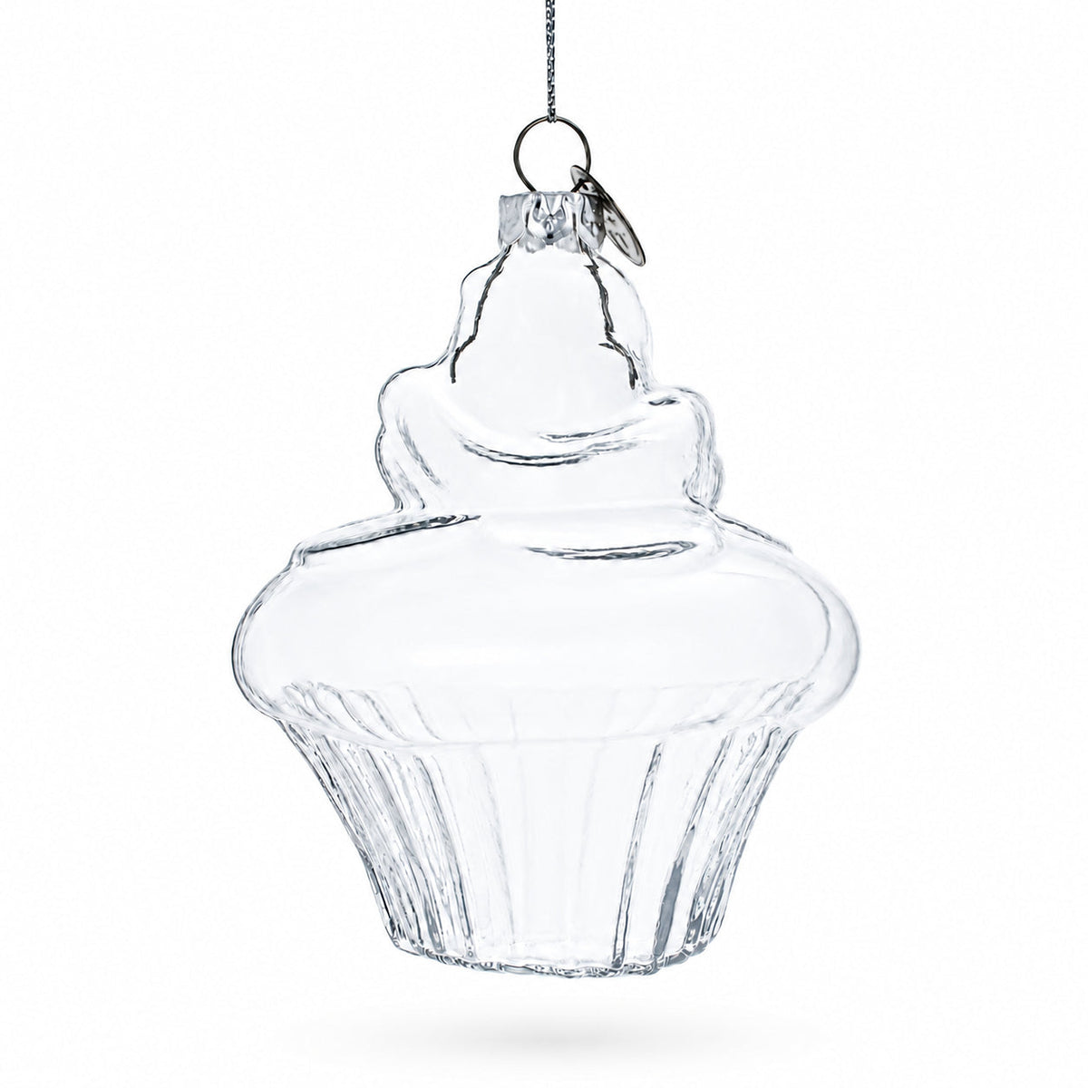 Cupcake Clear Glass Christmas Ornament