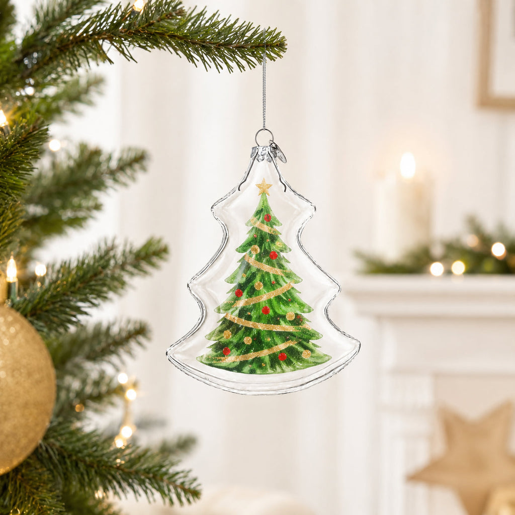 Christmas Tree Clear Glass Christmas Ornament