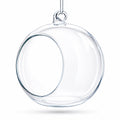 Spherical Openwork Clear Glass Christmas Ornament 4.5 Inches