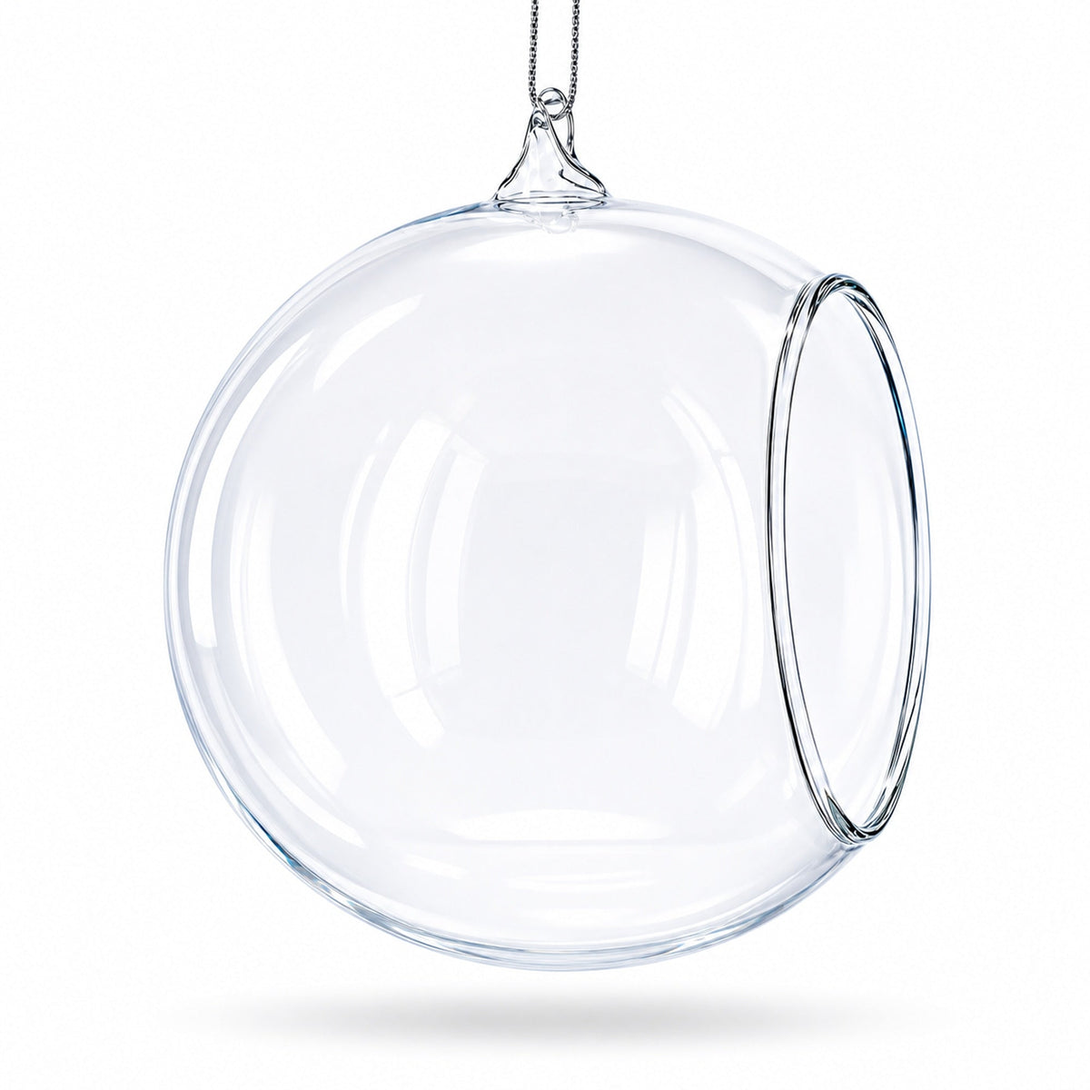 Spherical Openwork Clear Glass Christmas Ornament 4.5 Inches