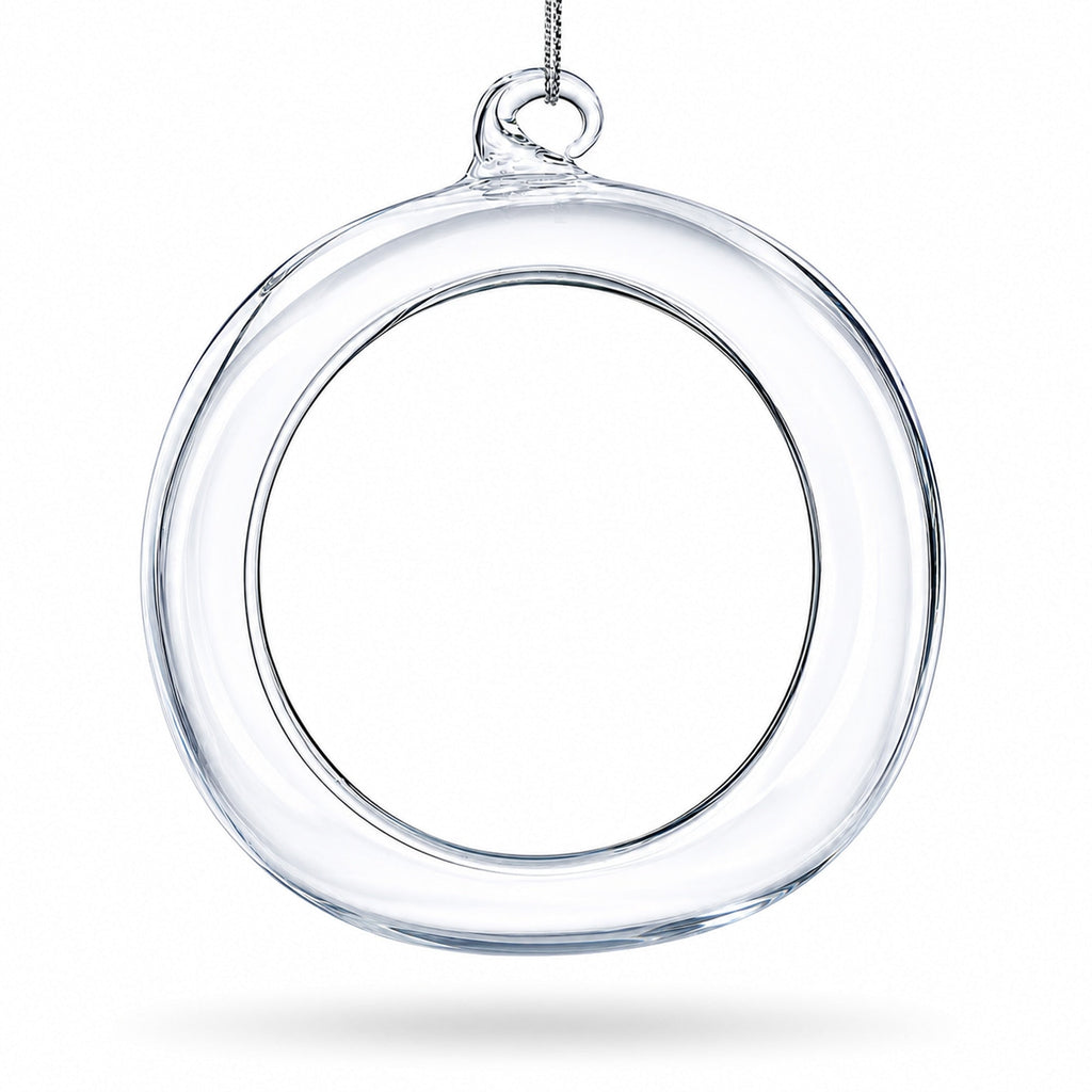 Spherical Openwork Clear Glass Christmas Ornament 4.5 Inches